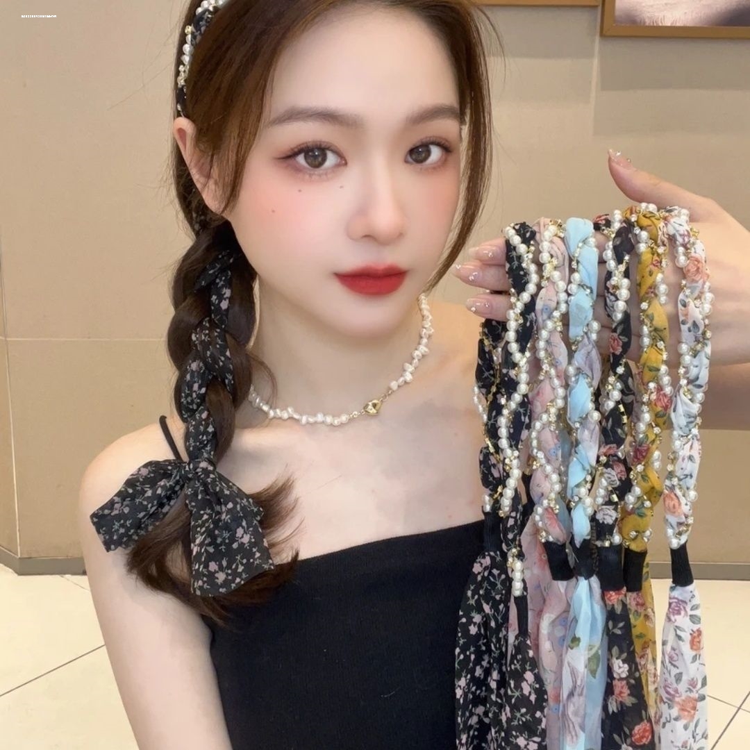 珠珠清新编发碎花发箍飘带发饰田园风个性小众箍头头箍神器甜美