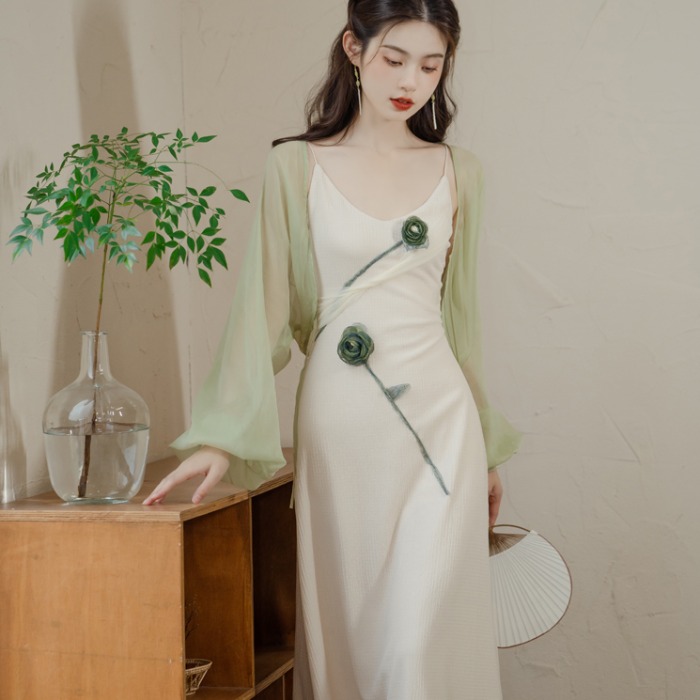 法式绝美吊带连衣裙质感高级气质女神范显瘦包臀长裙子夏2023新款