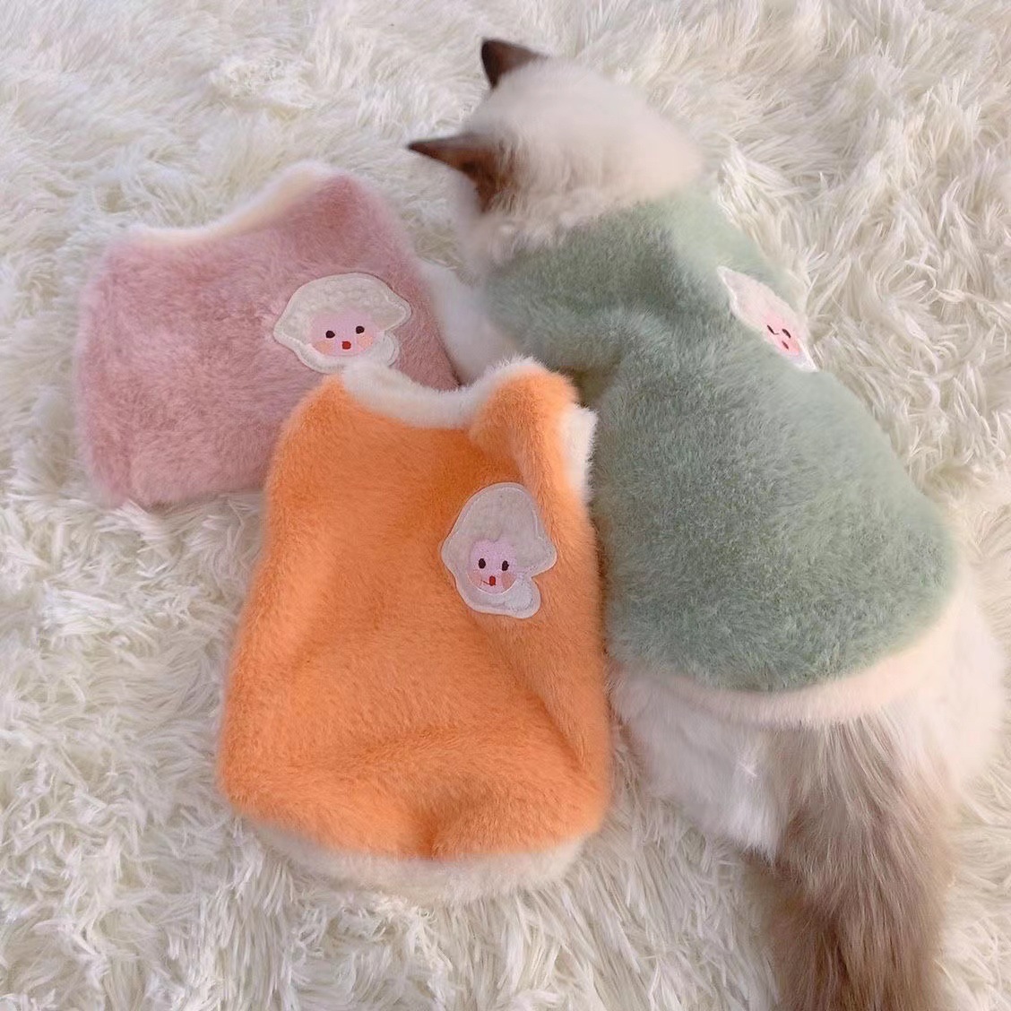 可爱秋冬季猫猫衣服狗狗冬保暖加厚背心防掉毛布偶宠物衣服小型犬