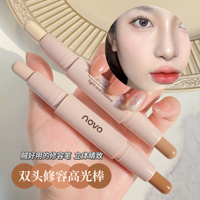 novo 双头修容高光棒一体鼻影珠光脸部提亮阴影笔立体卧蚕水泥ins
