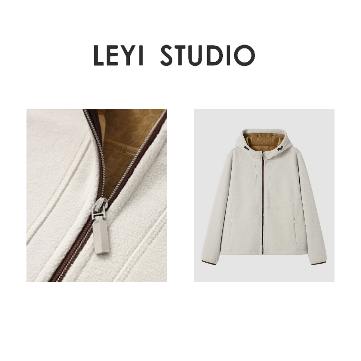 LEYI 纯原细腻亲肤摇粒绒 连帽短款时尚百搭休闲冬季厚外套-23071