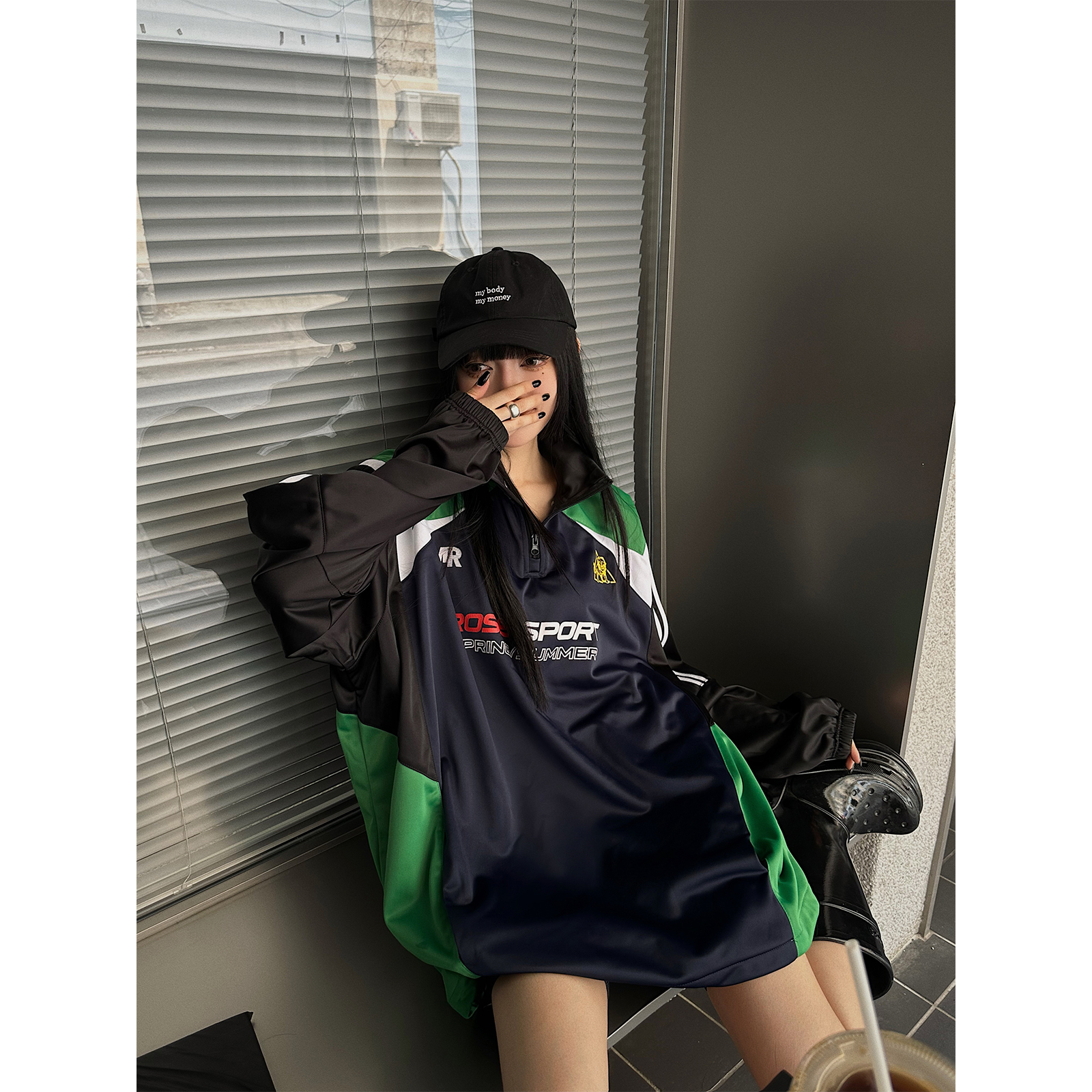 嘉仪【头号玩家】拼色拉链赛车服