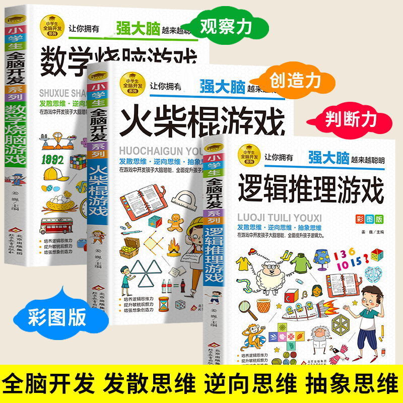 逻辑思维推理游戏数学烧脑游戏火柴棍游戏书小学生全脑训练游戏
