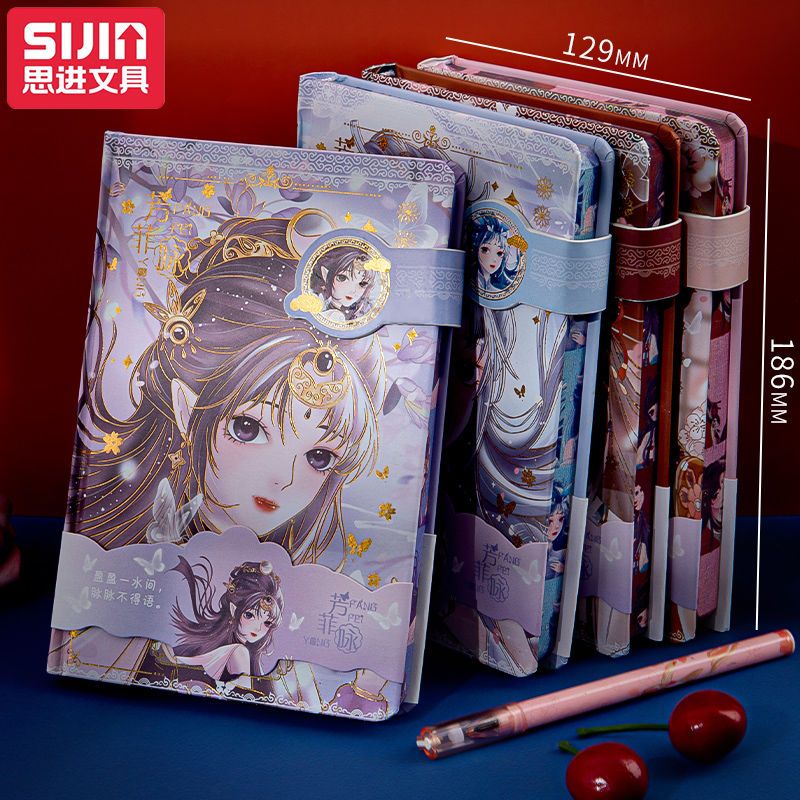 古风创意复古烫金手账本中国风文艺少女心插画学生日记磁扣本手帐