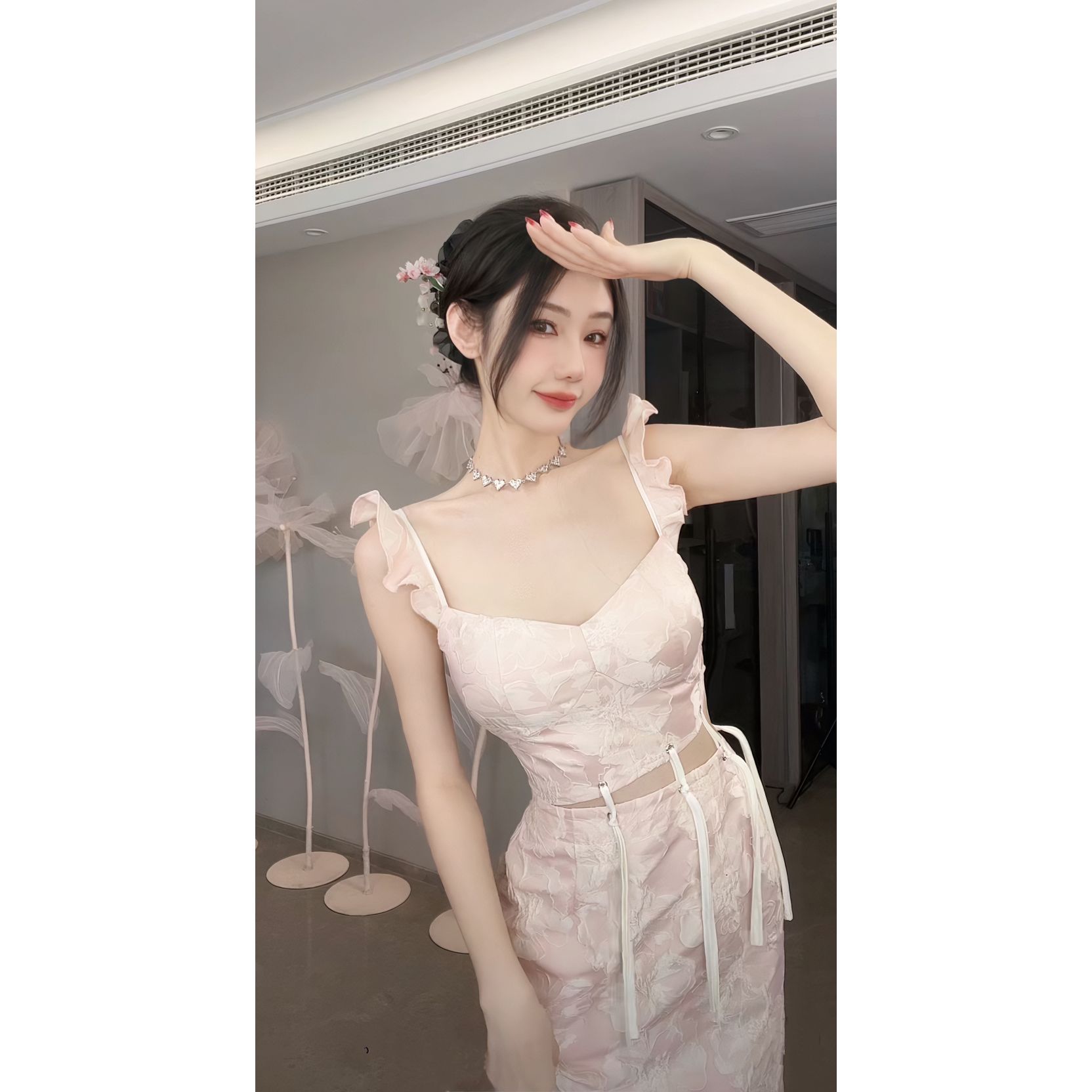 【雅乔定制】采薇 提花绑带飞袖连衣裙DYTY-23057152