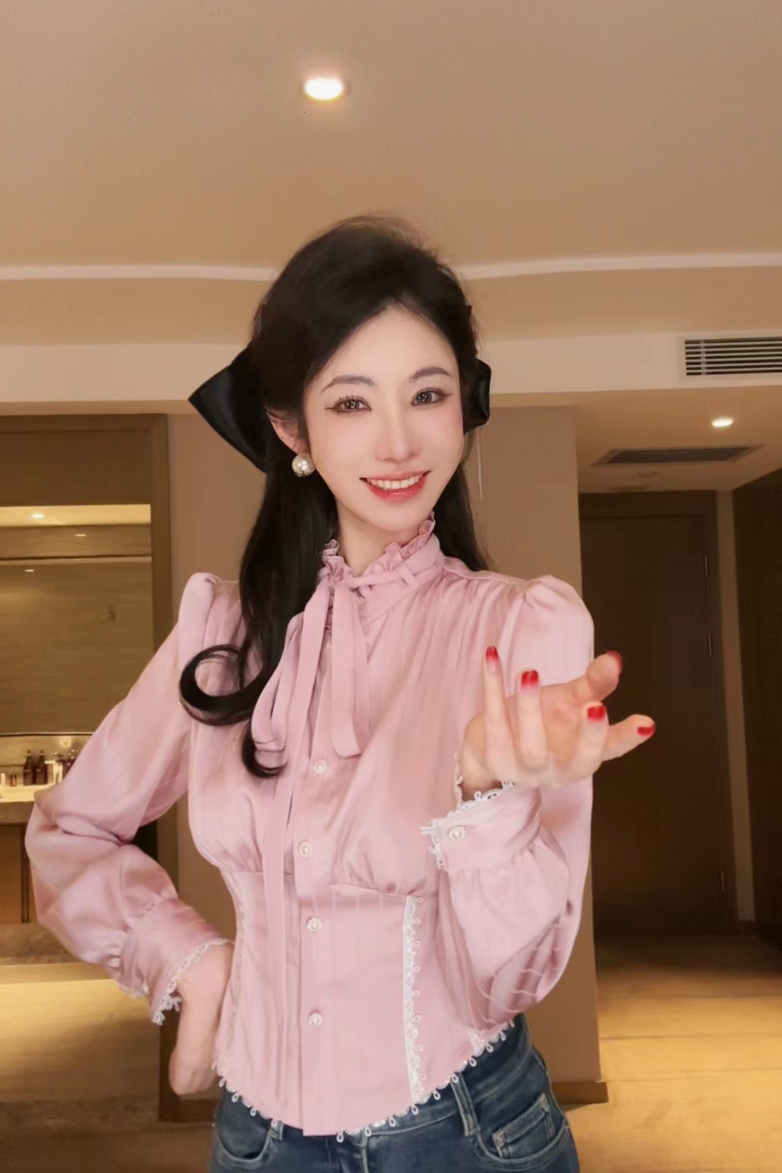 【桃花衫】 缎面系带衬衫DYYY-23115025