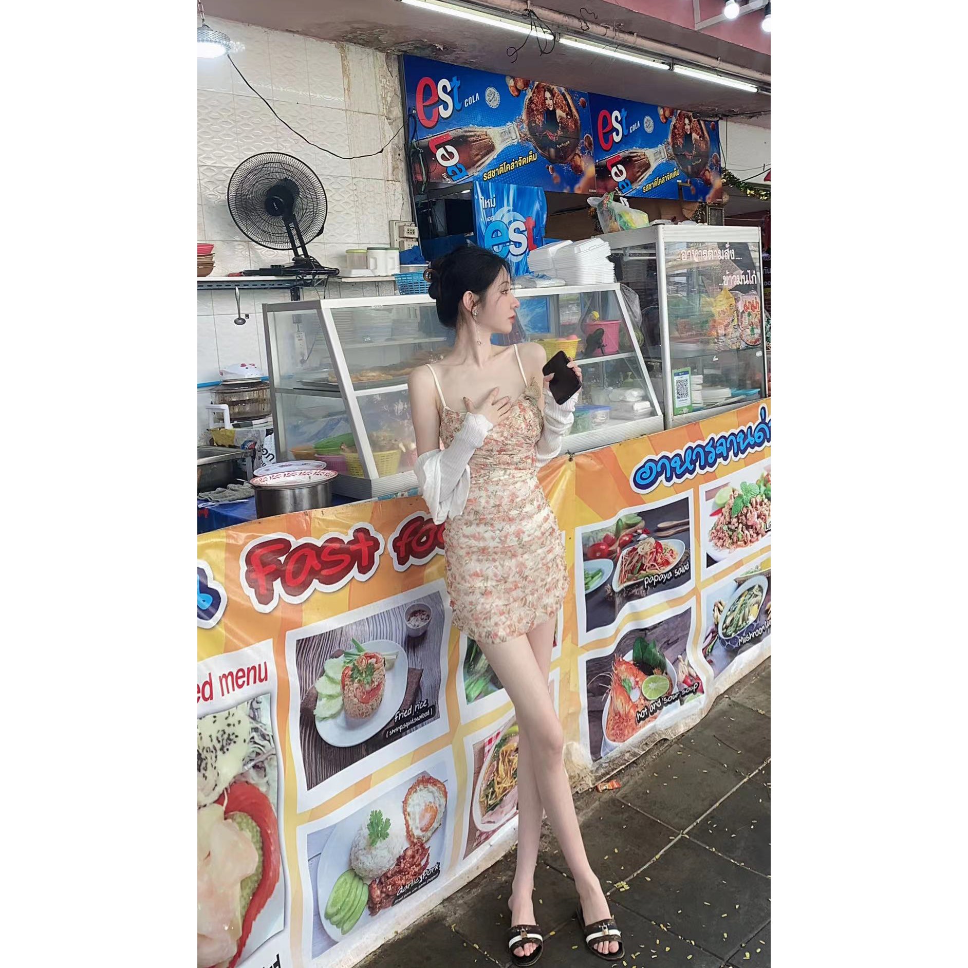 【雅乔定制】心碎小K 碎花网纱吊带裙短裙 DYQQ-22031845