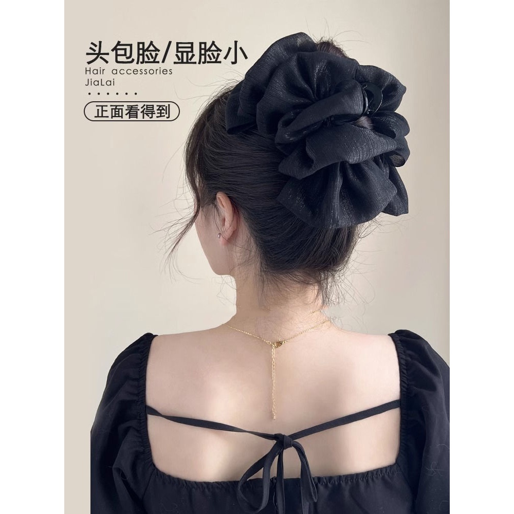 合金喷漆发饰 网红蕾丝泡泡纱发卡鲨鱼夹抓夹发夹女后脑勺盘发夹