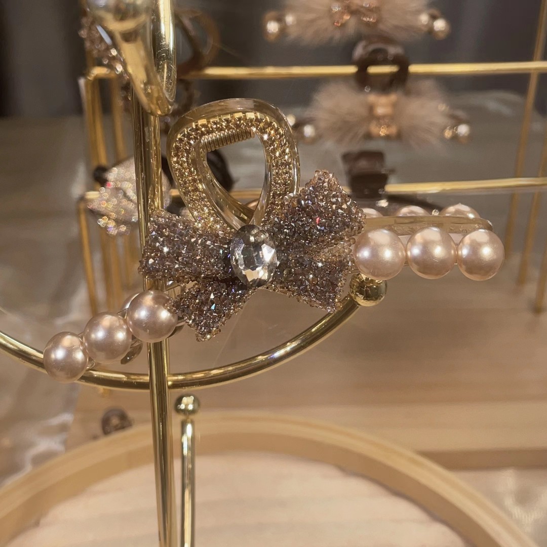 M650新款韩版珠珠蝴蝶结抓夹时尚百搭简约气质发抓法式ins网红