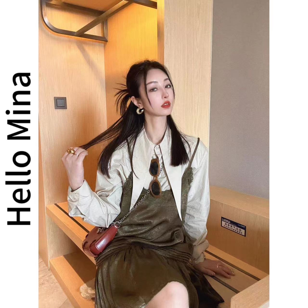 衬衫/【HELLO MINA 】“早安玛德琳”百搭尖领衬衫5061