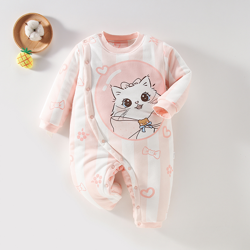 【硕果儿】婴儿衣服秋冬新生幼儿宝宝保暖长袖夹棉服冬季纯棉连体衣