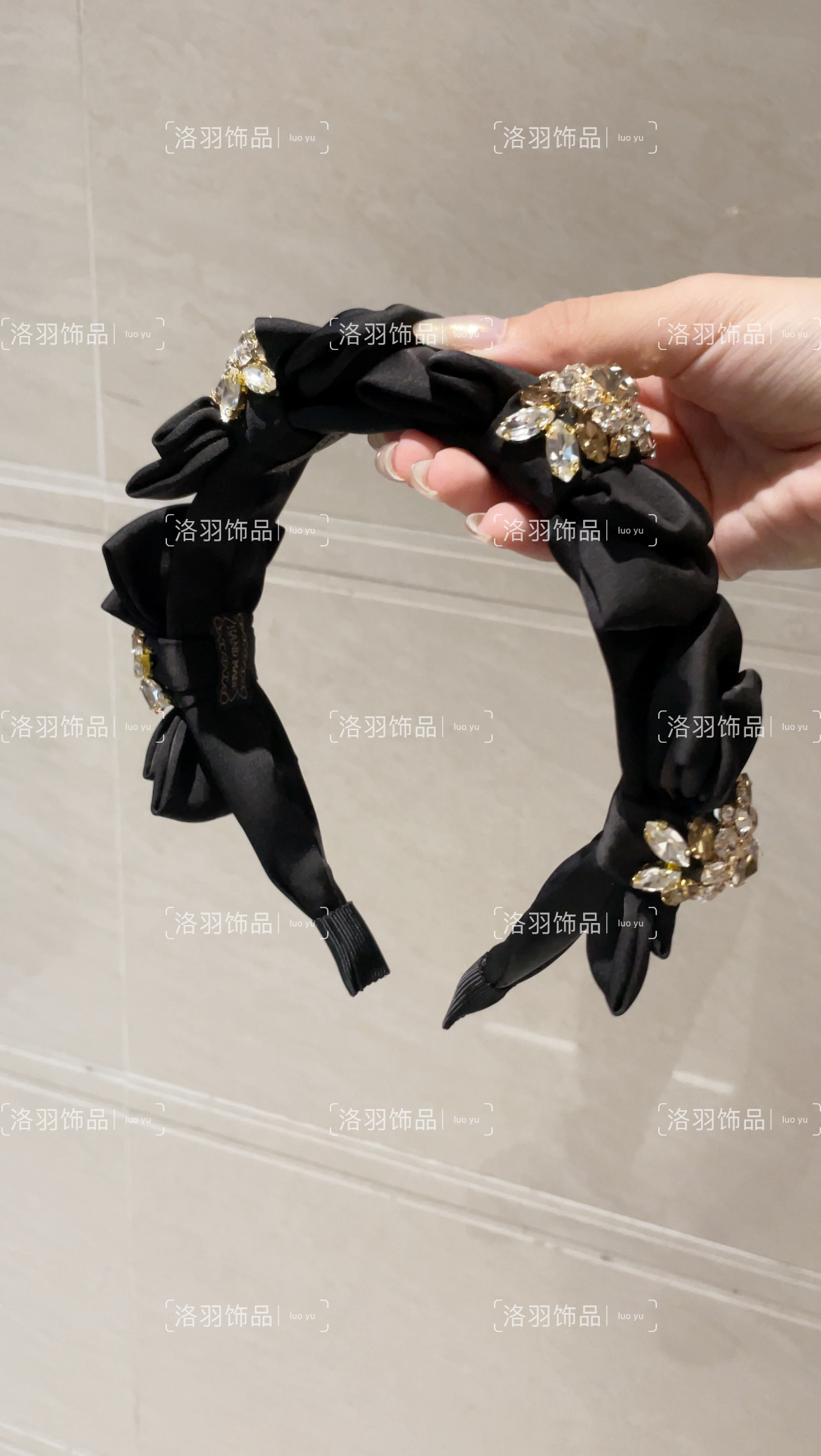 韩版蝴蝶结时尚头饰百搭仙气水钻发箍女法式复古轻奢发饰