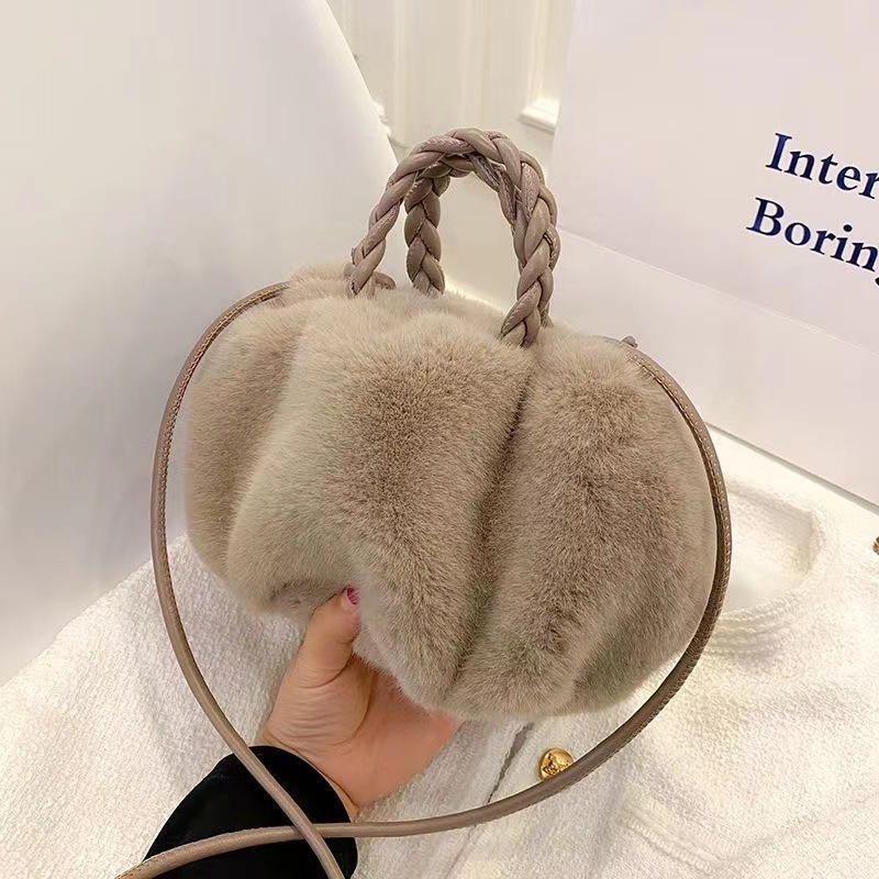 2023新款包包可爱毛茸茸女生斜挎包云朵包冬季毛绒包包百搭手提包