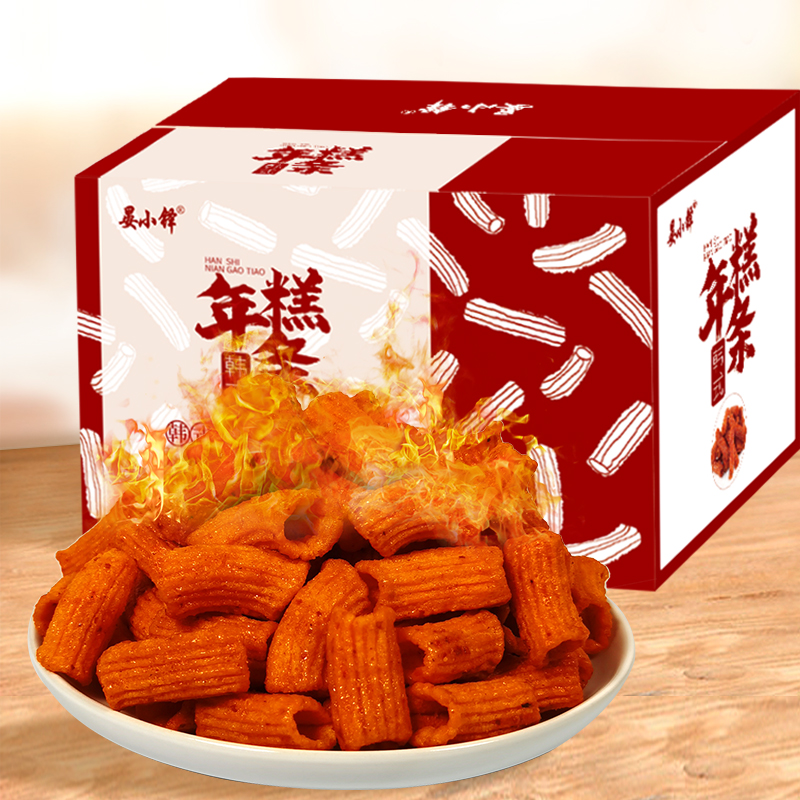 晏小铎韩式年糕条甜辣味空心年糕条308g/盒酥脆辣味网红小零食