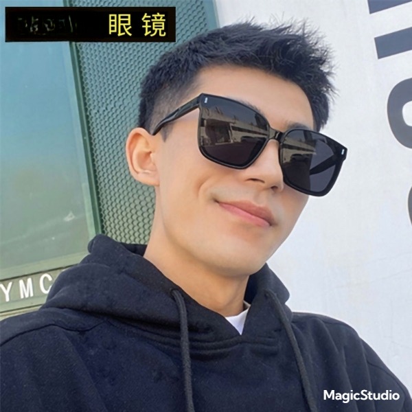 【宝钢眼镜】23款潮流太阳镜男女大框防紫外线防晒开车高清墨镜01