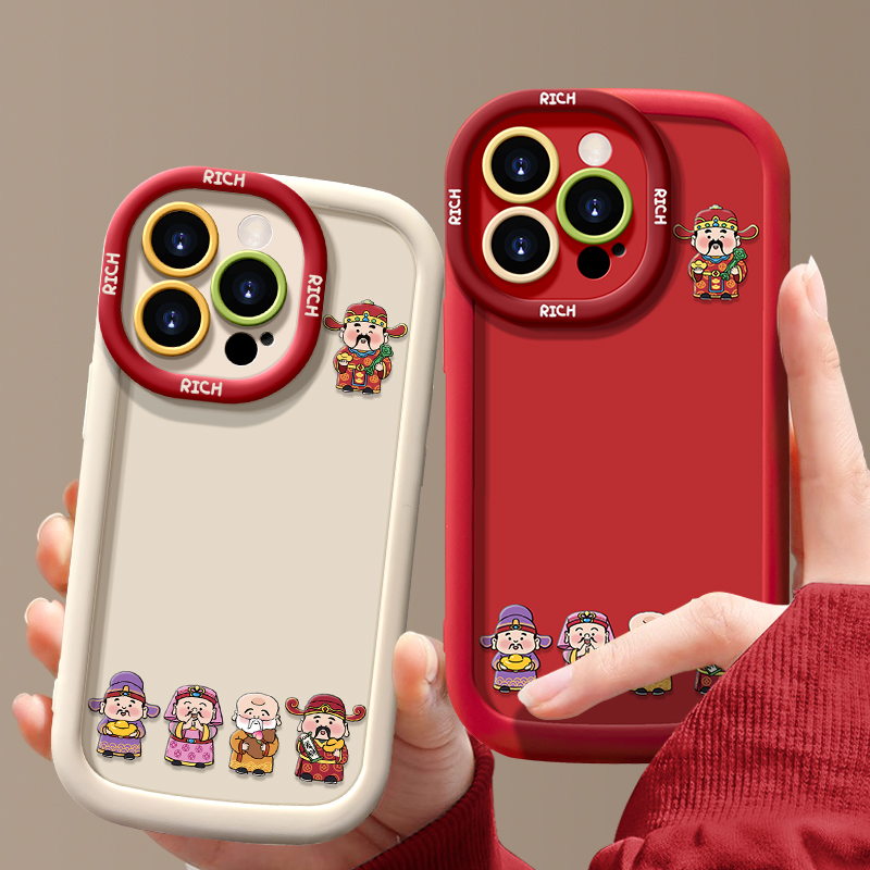 苹果14Promax硅胶网红iPhone15Pro财神爷保号13/12/11手机壳创意X