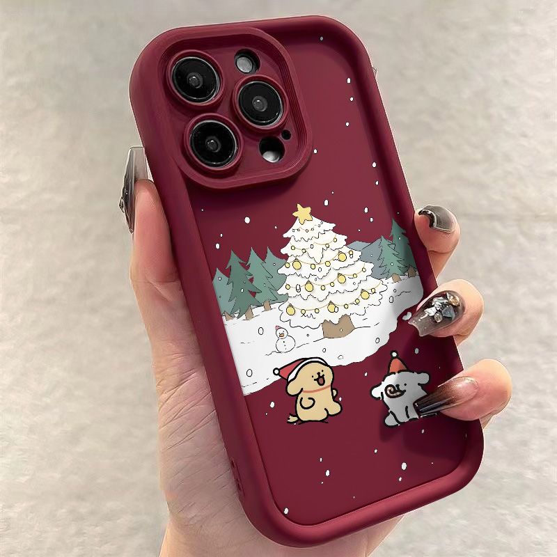 创意苹果13Pro/12promax/11冬日小狗iPhone15硅胶手机壳14Pro全包