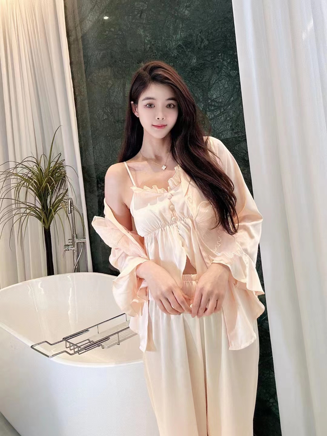 【蝴蝶仙子】蕾丝0358月光丝套装仙女纯欲公主风睡衣网红韩版