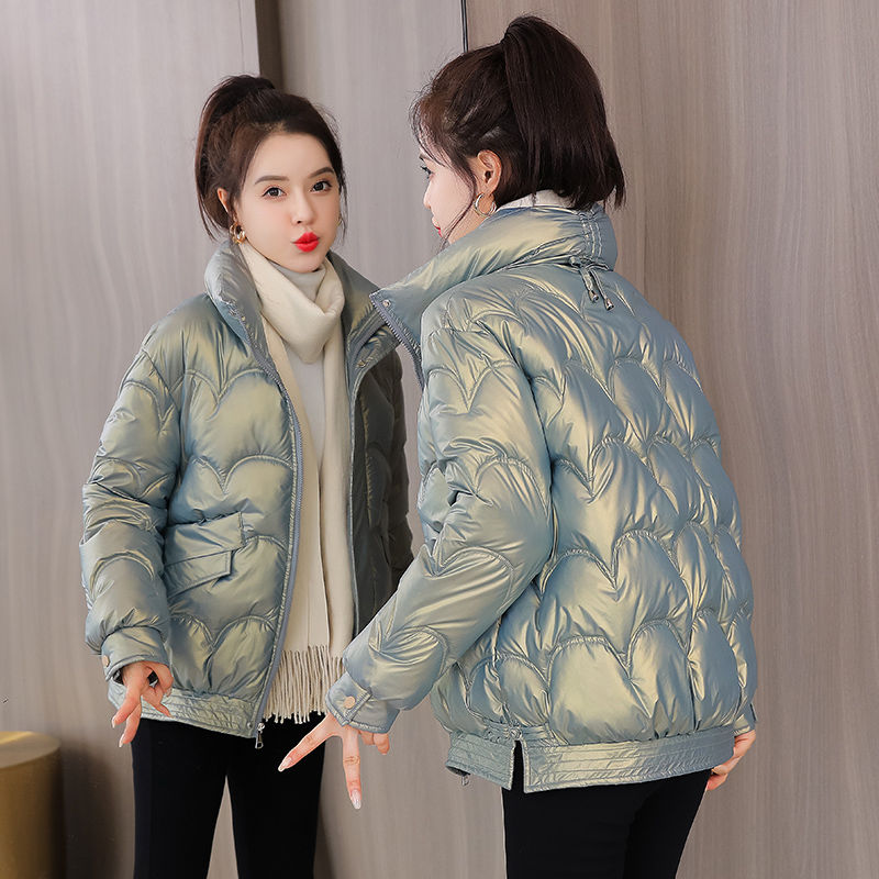 反季免洗亮面冬季棉服女短款2023年冬新款韩版宽松棉衣小棉袄外套
