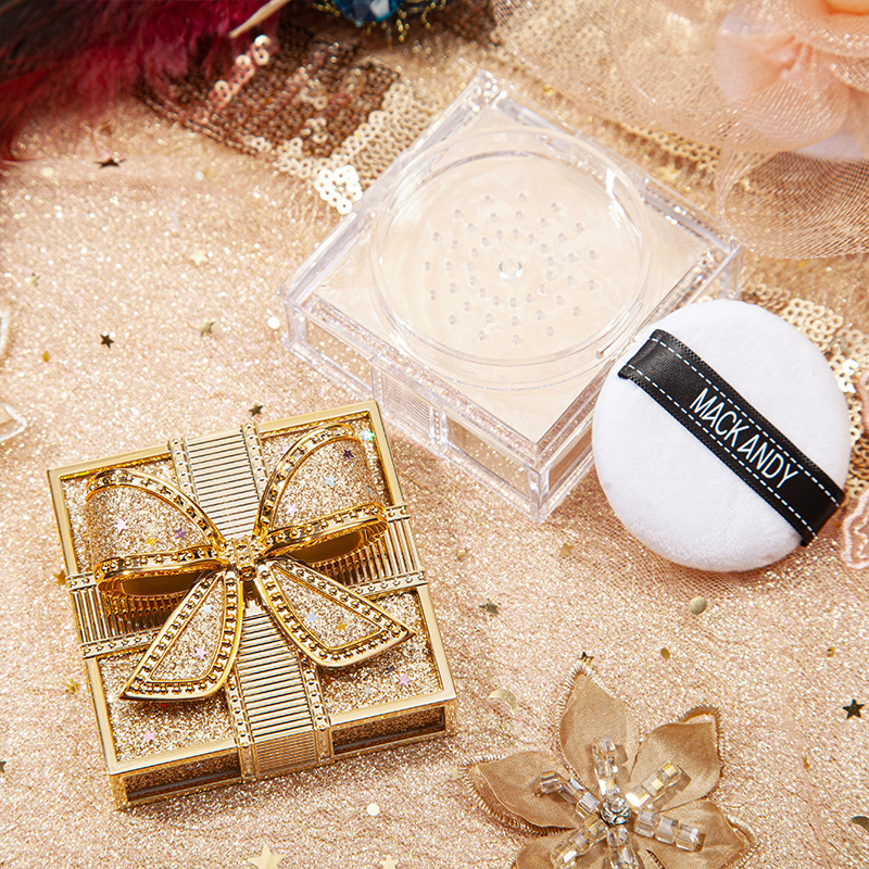 [定妆控油]蝴蝶结定妆蜜粉防水细腻不卡粉玛可安迪定妆粉持久遮瑕