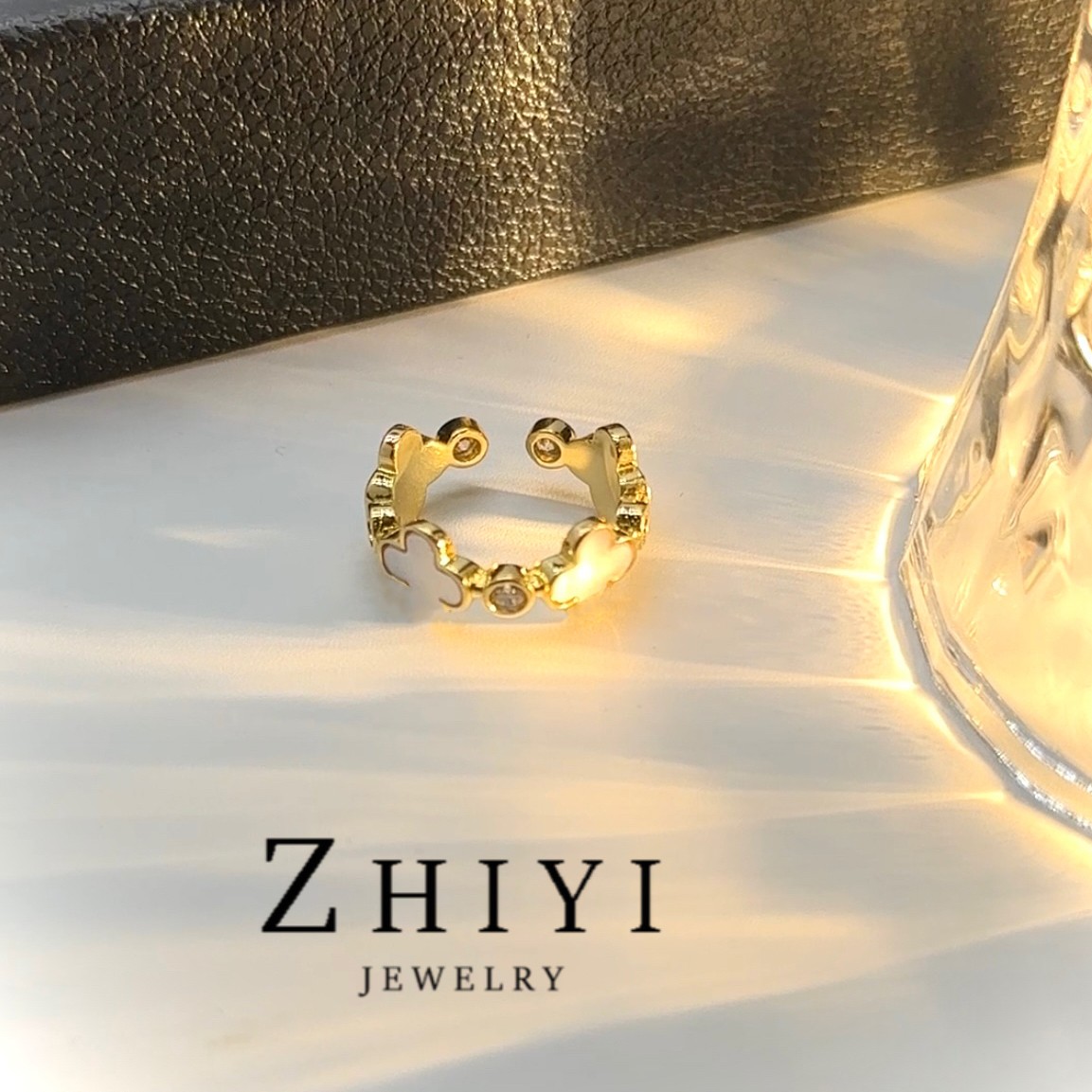 铜合金仿珍珠戒指 百搭简约戒竹节戒轻奢简约小众精致戒指TZ004
