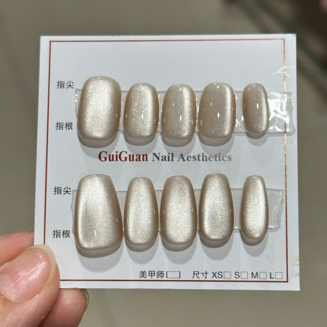 【白月光】纯手工穿戴甲可拆卸美甲成品穿戴甲贴片手指甲贴片