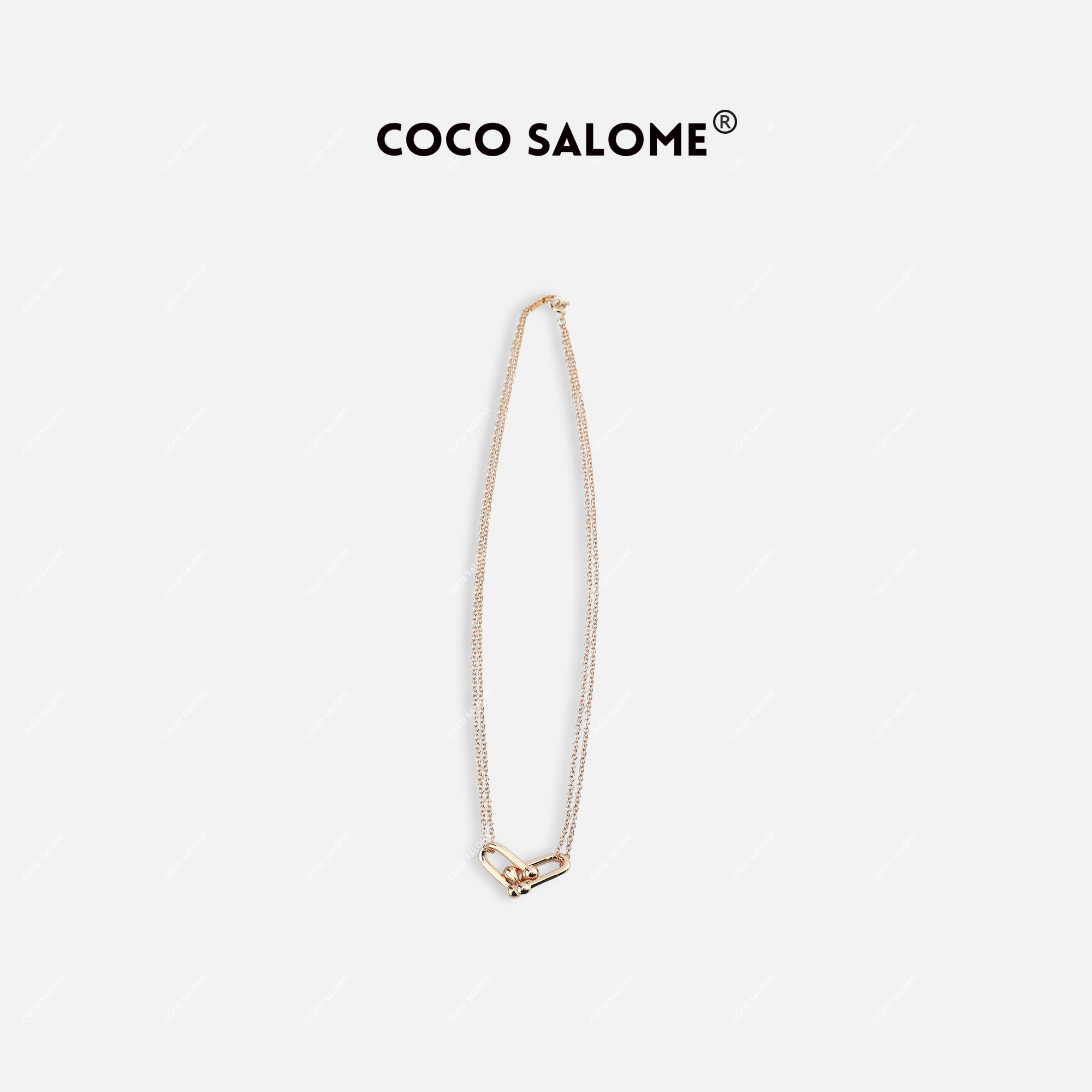 铜合金项链 COCO SALOME新品光面交叉项链女款锁骨链百搭时尚