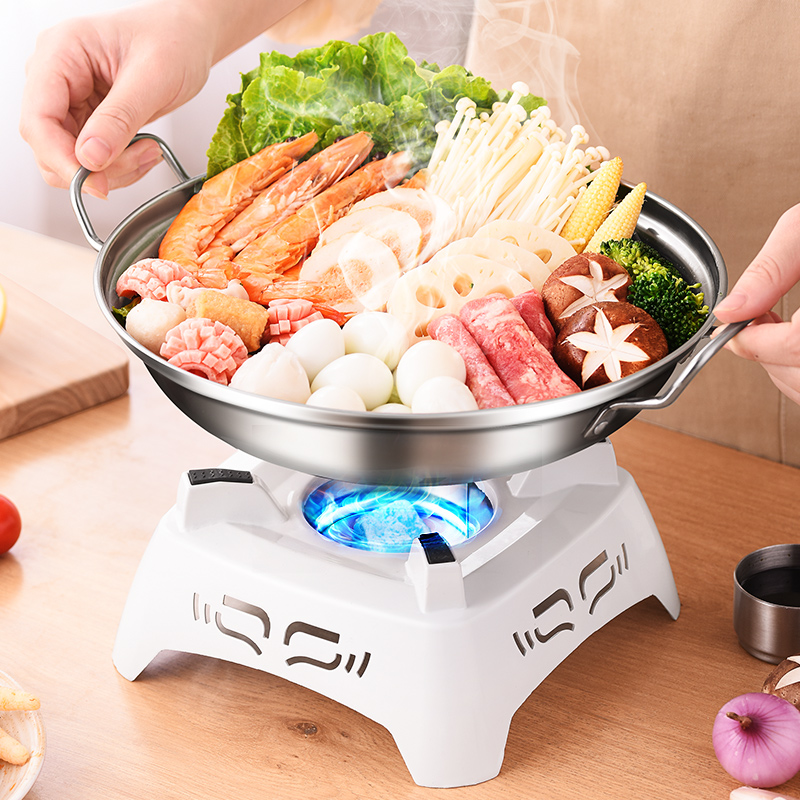 酒精炉家用小火锅不锈钢固体便携干锅锅仔炉子宿舍小火锅户外加厚