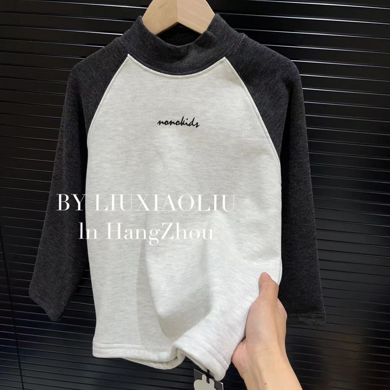 BY LIUXIAOLIU【慵懒小憩】韩版高货秋冬季儿童加绒打底衫9513