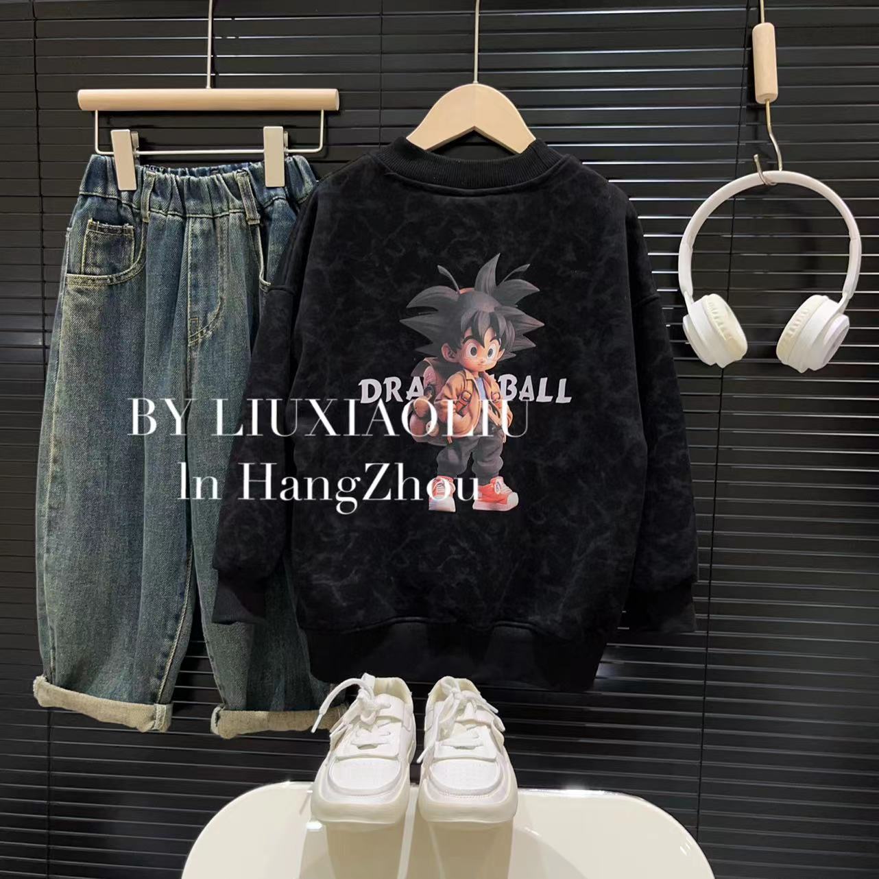 BY LIUXIAOLIU【卡通系列】韩版卡通印花秋冬季儿童加绒卫衣6827