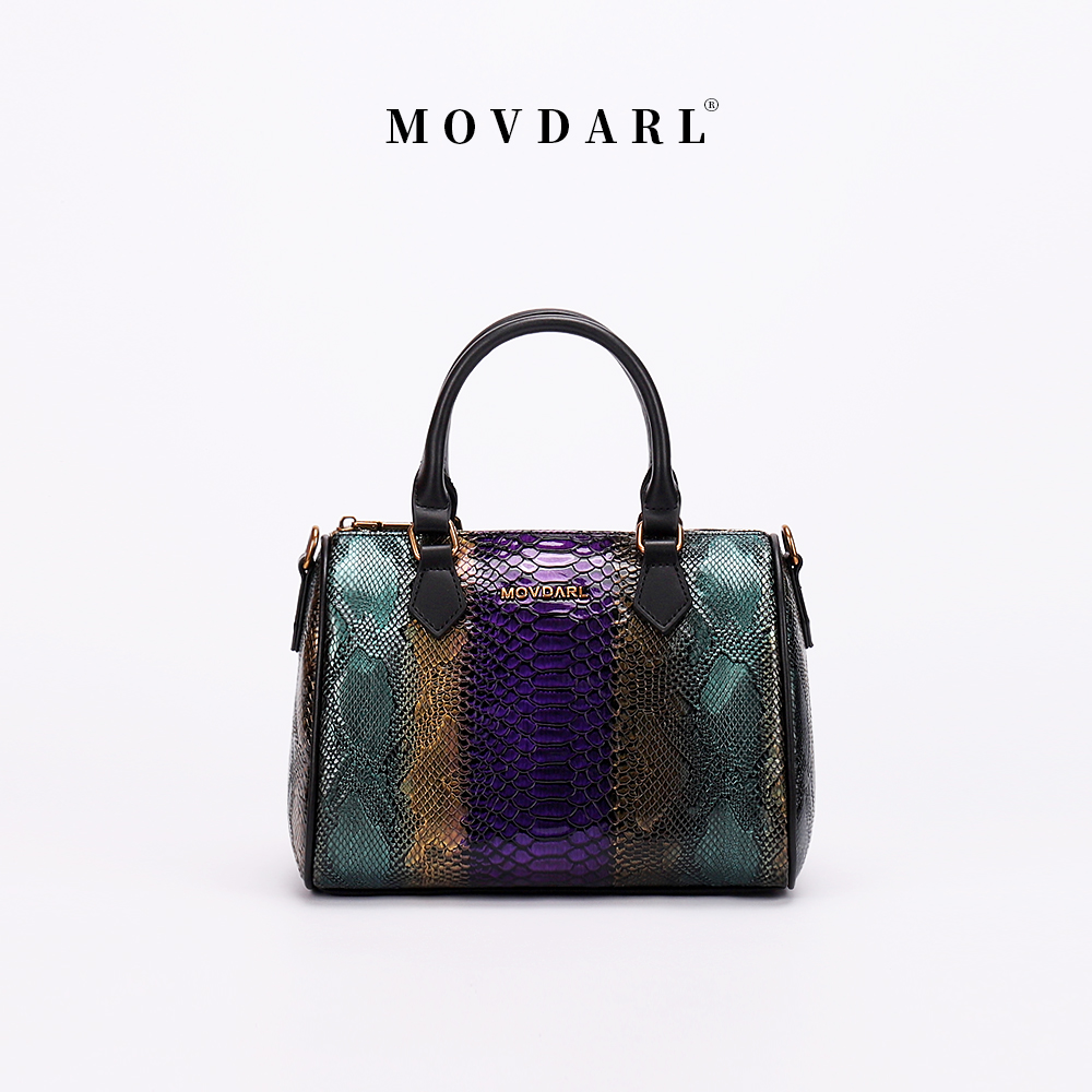 MOVDARL/陌黛尔时尚波士顿枕头包鳄鱼纹F8038-5紫色