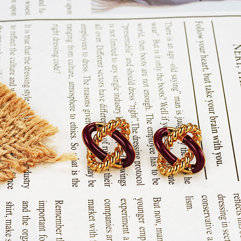 铜合金莫桑石耳饰 气质编制时尚经典复古【红日】6154