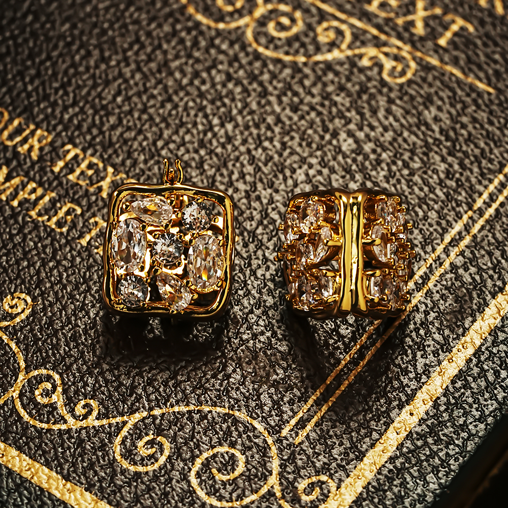 铜合金耳饰 设计师灵动精致优雅双色素款百搭编织【8538】