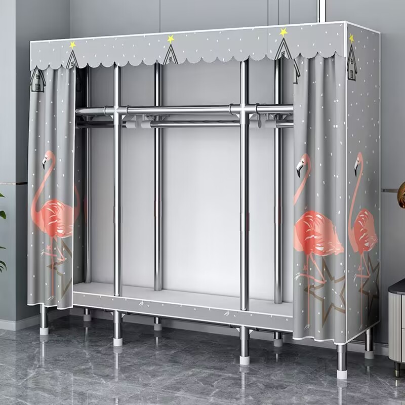 简易衣柜家用卧室出租房专用布衣柜钢管加粗加厚结实耐用组装衣橱