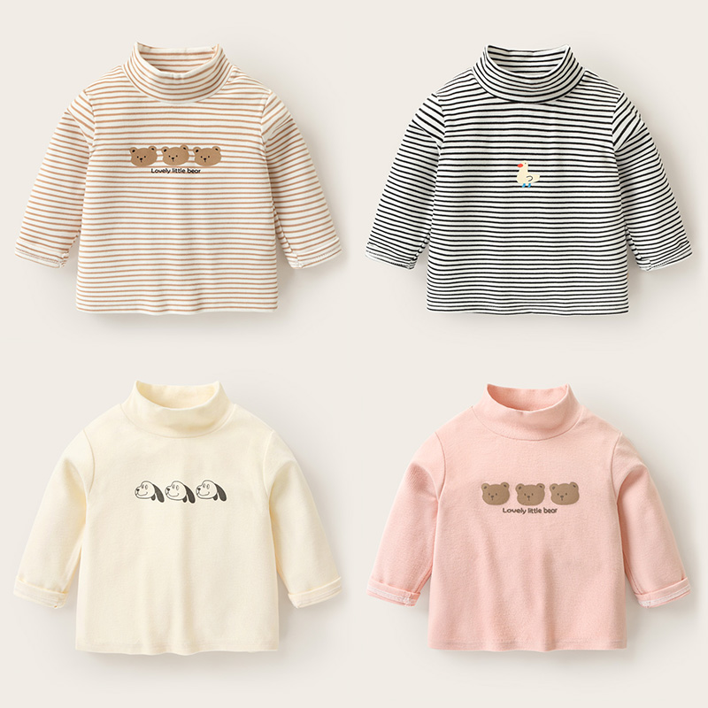 【现货】Y8129婴儿衣服灯芯绒高领打底衫男童长袖T恤冬装女童宝宝