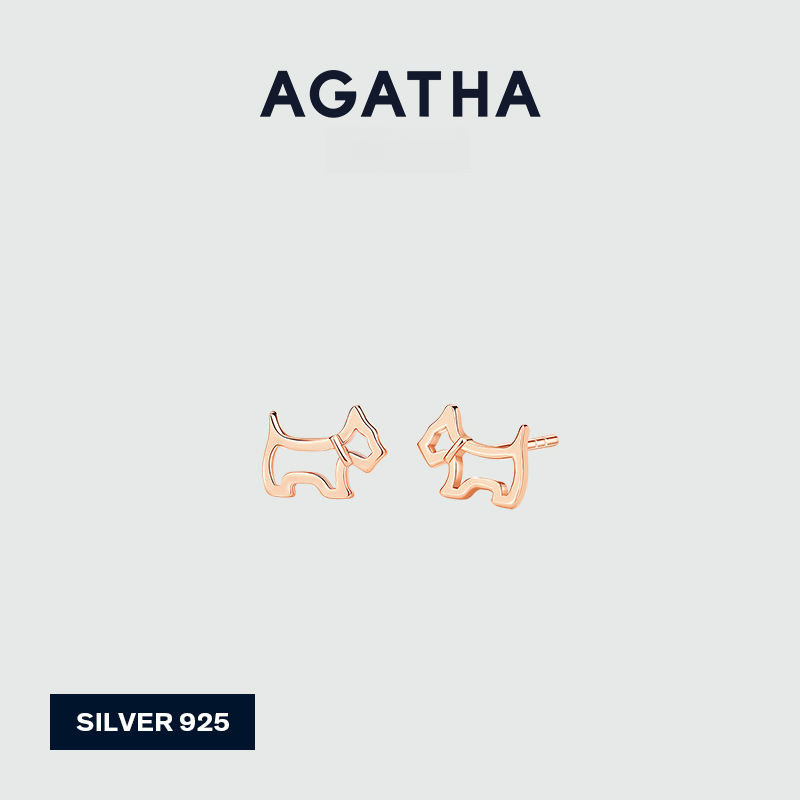 AGATHA 925银耳饰 臻我小狗法式镂空精致耳饰轻奢耳钉女款D