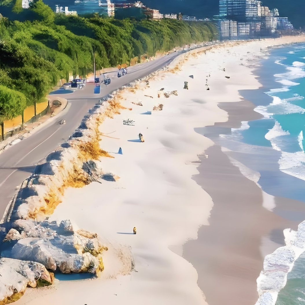 大自然风景优美 蓝天白云秀丽景色金色沙滩碧海美如画拼图