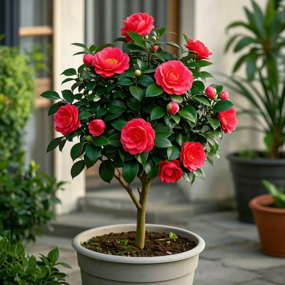 【四季山茶花高度80-1米】原土原盆不去土发货四季开花植物包成活