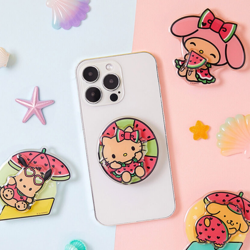 【首尔限定】Hello Kitty 联名款 黑皮游泳圈Kitty手机扣 摆件