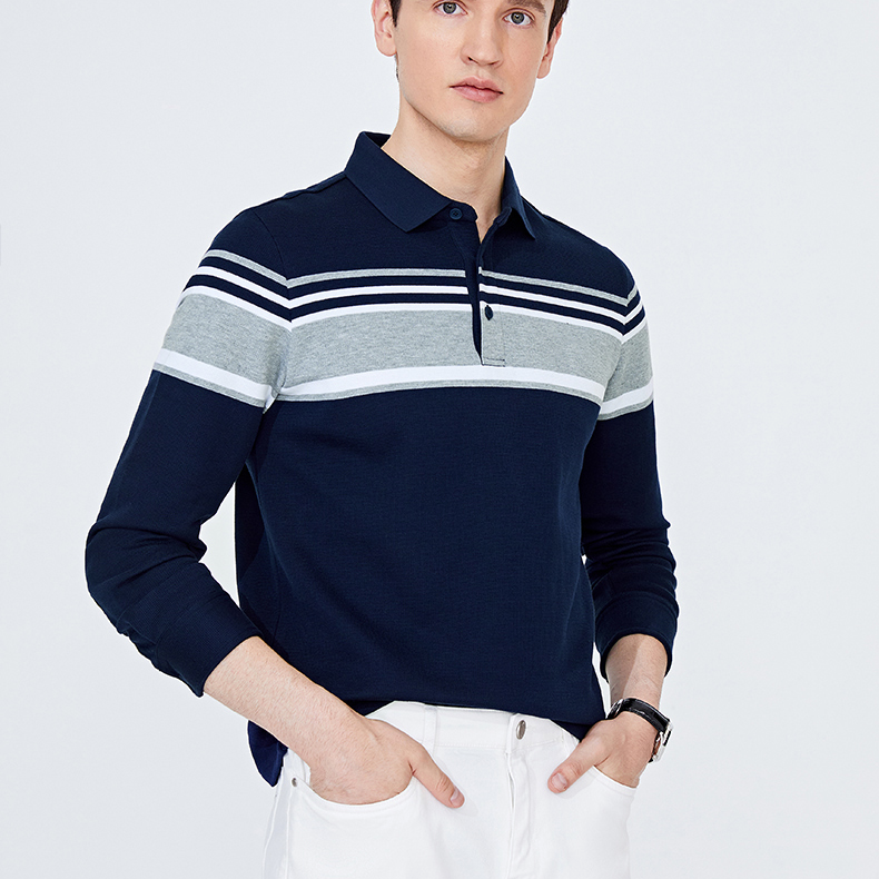 P601-700长袖polo衫男春秋季新款商务长袖T恤