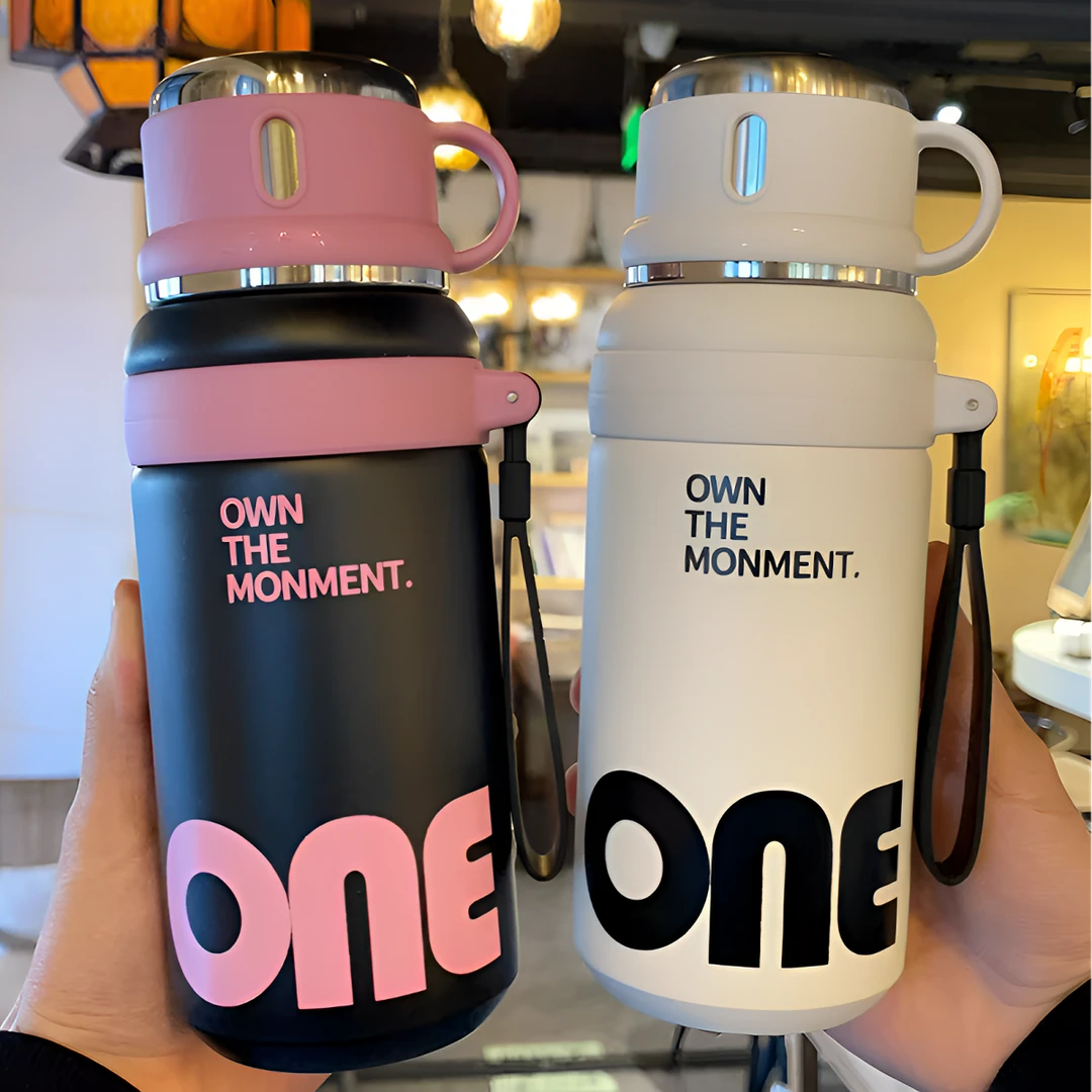 新款一杯三饮316吸管保温杯男女大容量高颜值学生便携不锈钢杯子