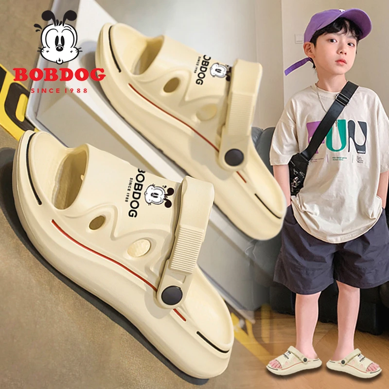 巴布豆男童拖鞋中大童凉鞋2025夏季新款防水儿童沙滩鞋男孩凉拖鞋
