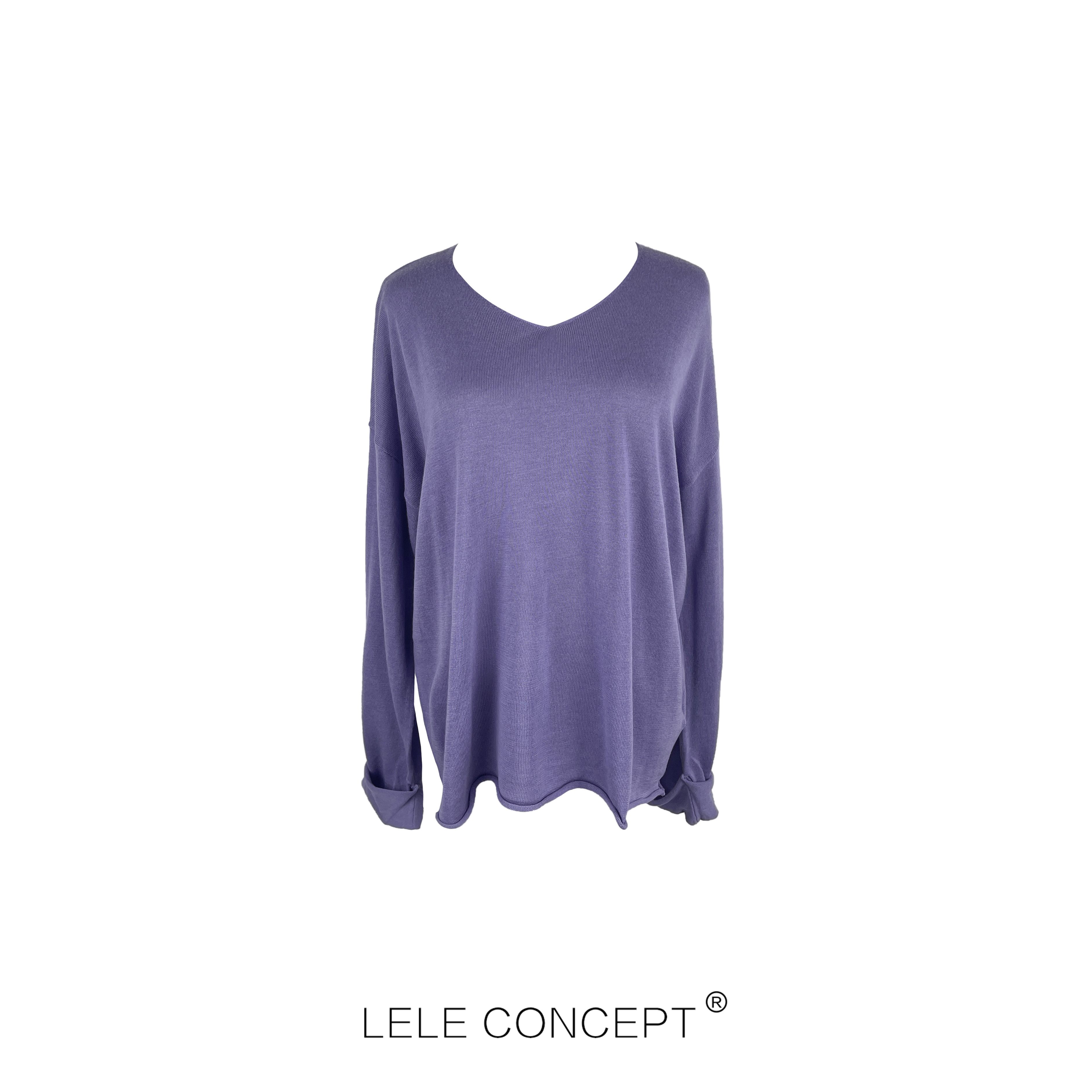 【LELE】秋季新款时尚百搭高级感优雅气质轻奢款卷边V领针织衫S0324