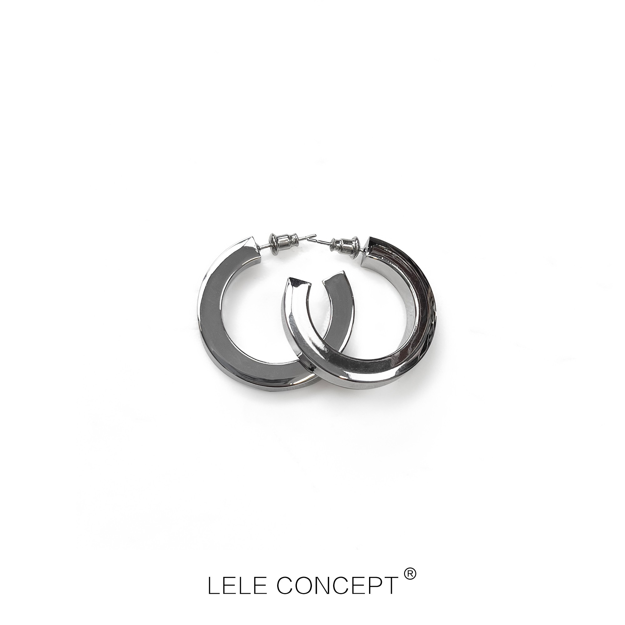 铜合金耳饰 【LELE】百搭莫比乌斯方管圈耳环冷淡风素款圈圈SP0092
