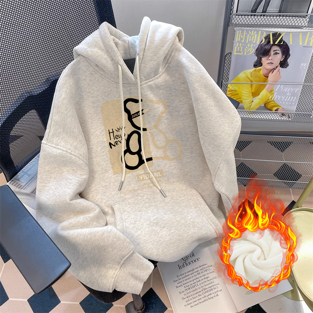 2023新款加厚重磅连帽卫衣女韩范学院风初高中生oversize长袖帽衫