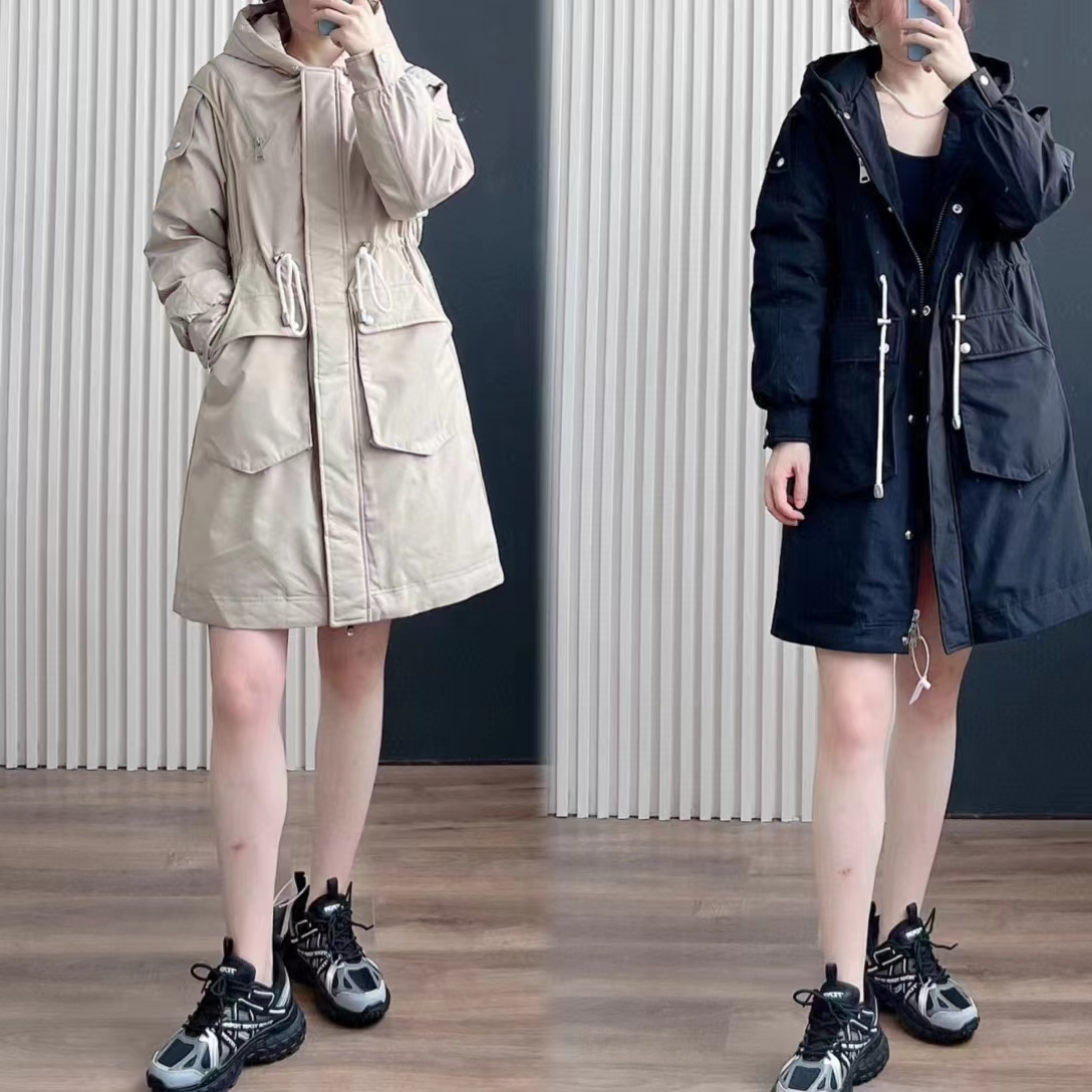 收腰连帽保暖中长款鹅绒服 H6453 SY