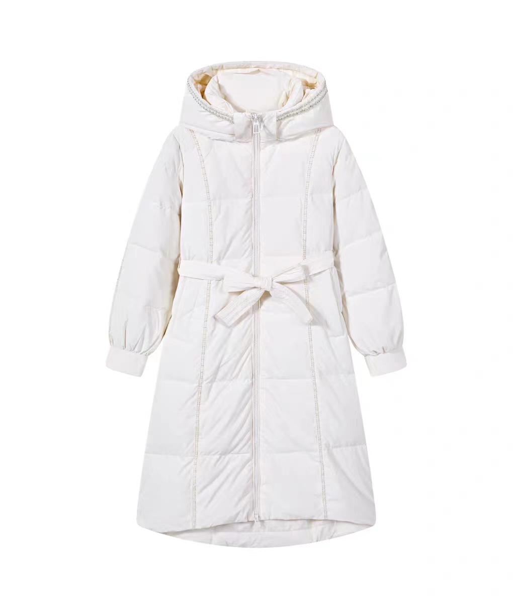 连帽收腰中长款羽绒服H6932 HP