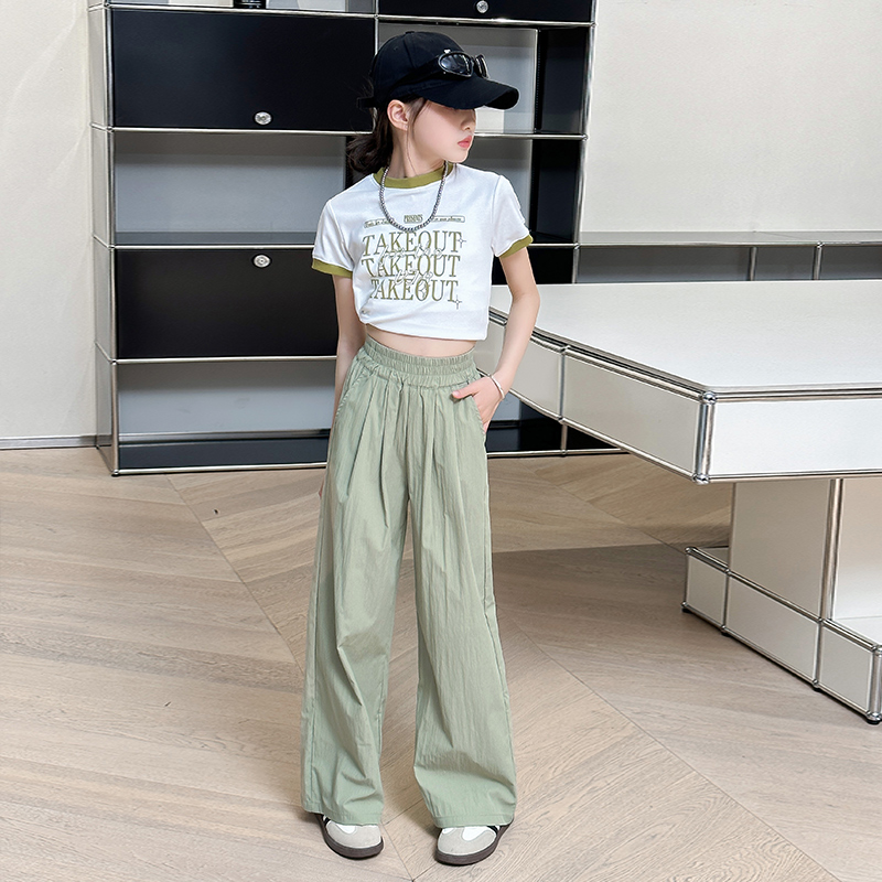 女童夏季裤子薄款2024新款阔腿裤女大童炸街爆款防蚊裤山本裤童装