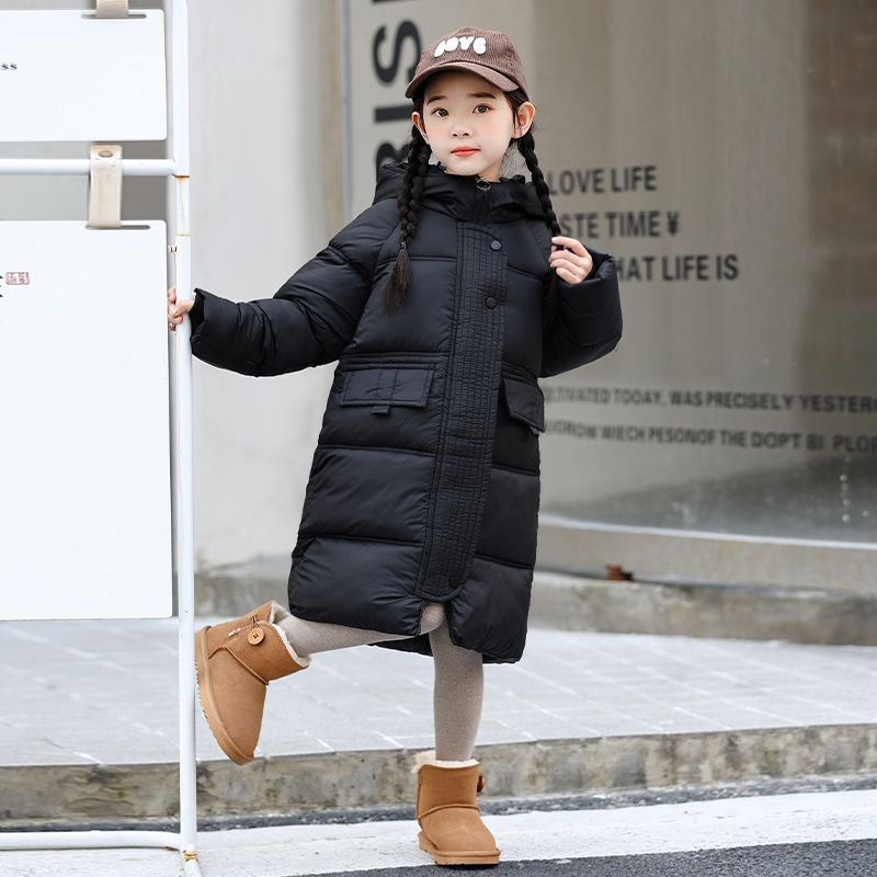 女童棉衣外套秋冬2023新款大童中长款冬装儿童棉服加厚棉袄6-12岁