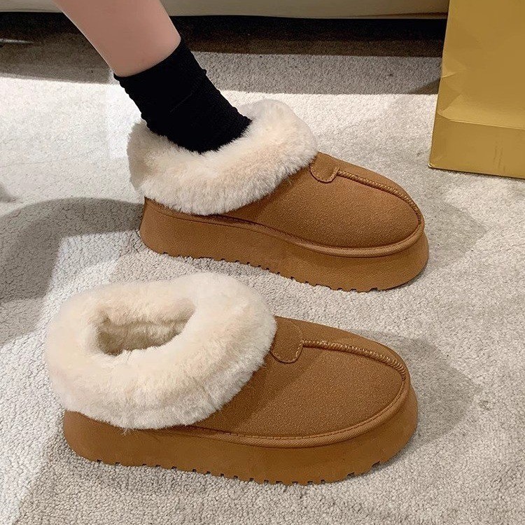 专柜品质短筒雪地靴女一脚蹬厚底棉鞋-Q